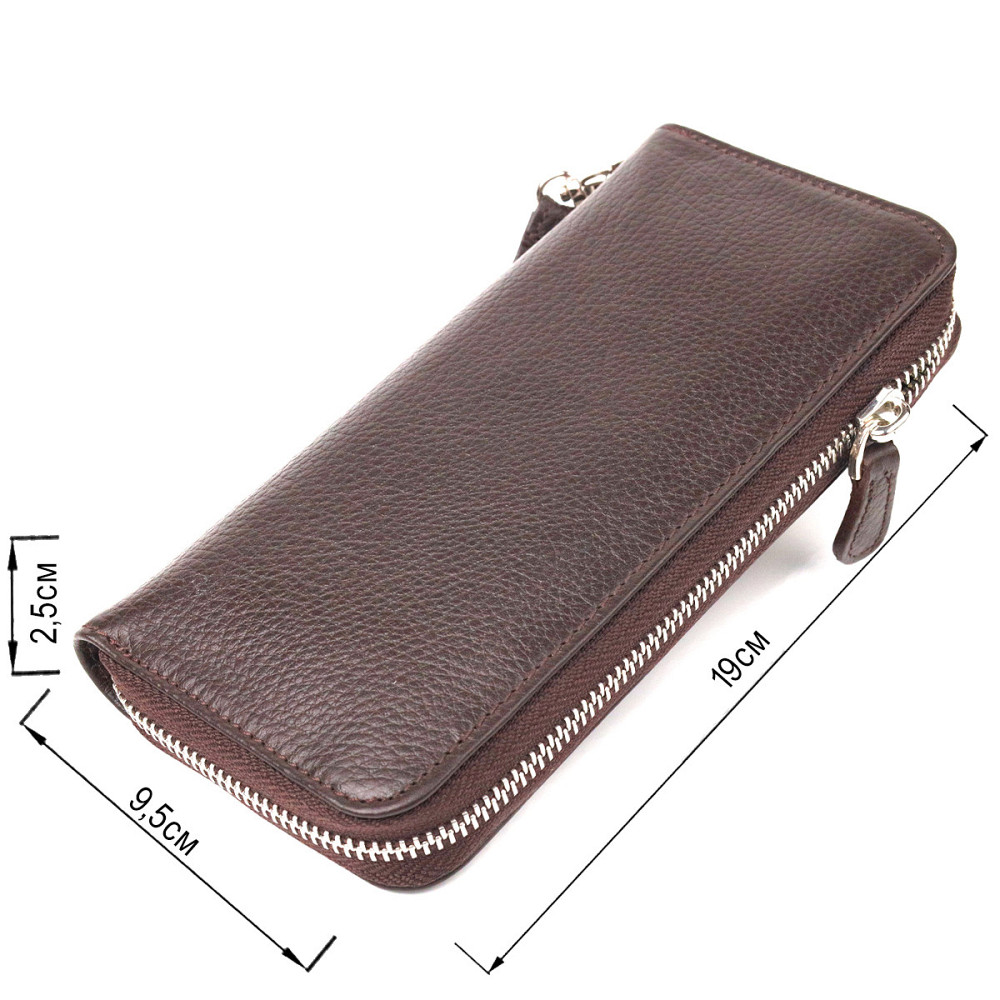 Практичный кошелек для женщин из натуральной зернистой кожи CANPELLINI 21617 Коричневый Киев - изображение 3