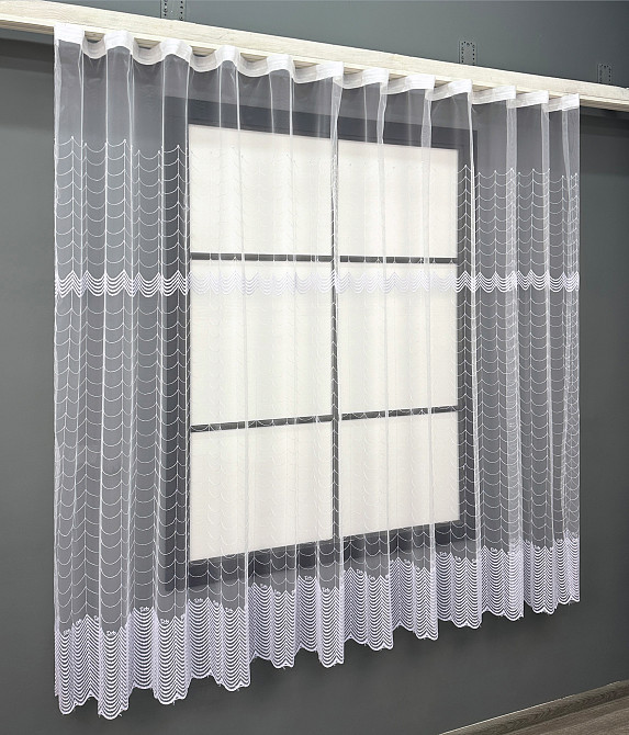 Тюль VR-Textil 1890т Фатин с вышивкой и люрексом Холодный белый 300х160 см (42-258) Киев - изображение 2