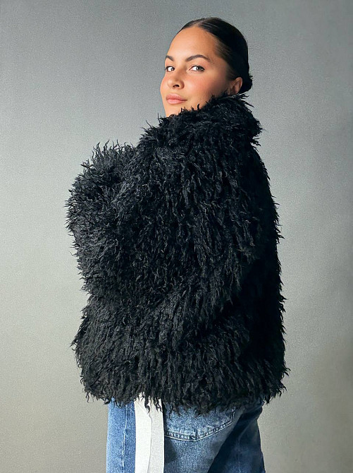 Шуба жіноча Lady Yep 10018 штучна під ламу з коміром чорна, чорний, M Київ - фото 18