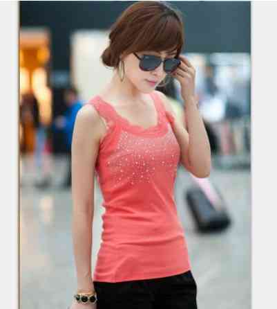 Майка женская с камнями one size коралловый Киев