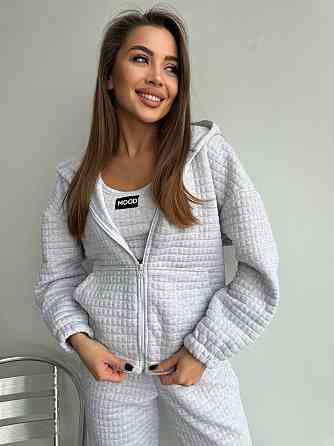 Жіночий прогулянковий костюм-трійка: кофта топ і штани Капітон Меланж, 42/44 Одеса