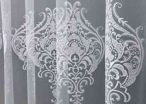 Тюль VR-Textil 1844т Фатин с вышивкой и люрексом  Холодный белый 300х270 см (40-198) Киев