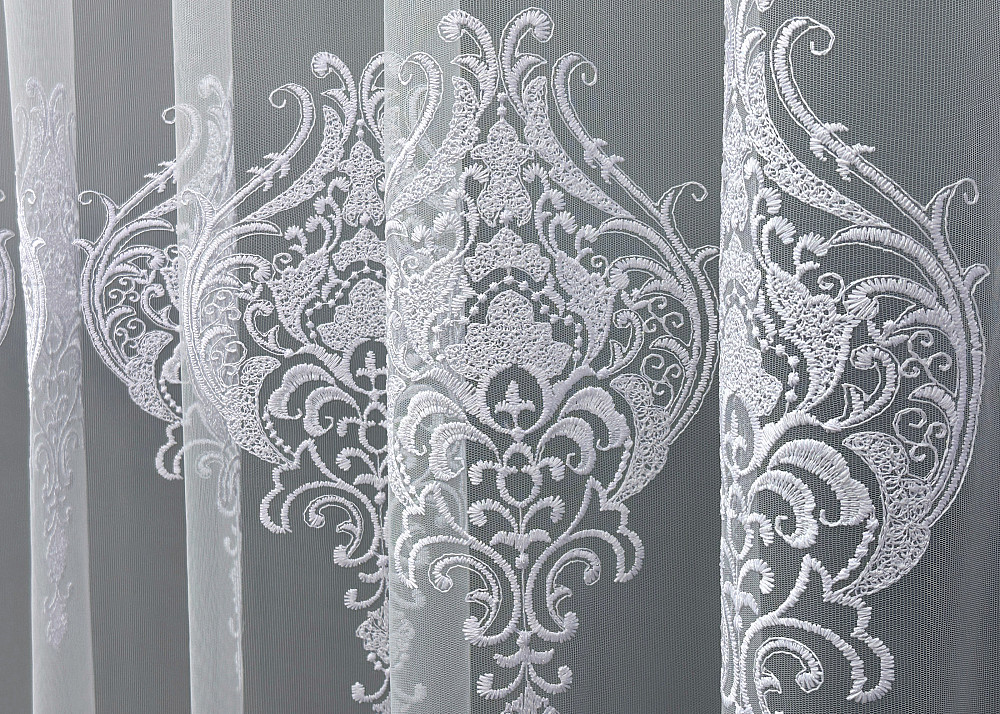 Тюль VR-Textil 1844т Фатин с вышивкой и люрексом  Холодный белый 300х270 см (40-198) Киев - изображение 6