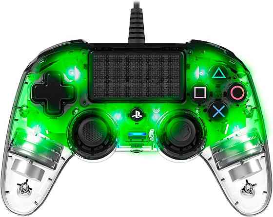 Проводной контроллер Nacon Compact для PS4, прозрачно-зеленый геймпад с LED подсветкой, вибрацией, д Киев