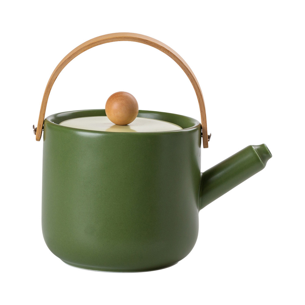 Yiwu Чайний сервіз на 6 персон з бамбуковою обертовою підставкою, зелений HP-15-23 Киев - изображение 2