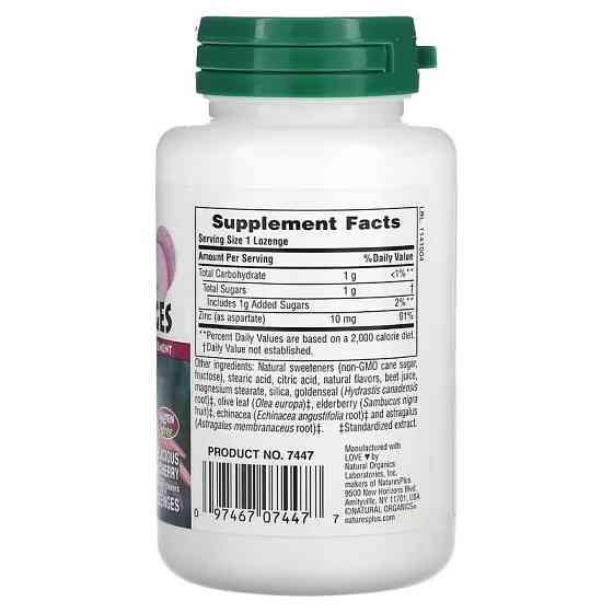 Леденцы с цинком для иммунитета Nature's Plus Herbal Actives, Immun Actin, Zinc Lozenges, Wild Cherry, 60 Lozenges Луцк