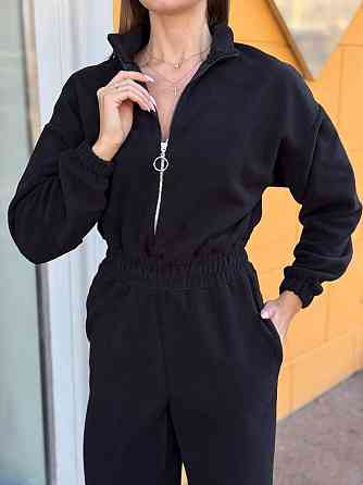 Жіночий теплий комбінезон із турецького флісу Чорний, 46/48 Одеса