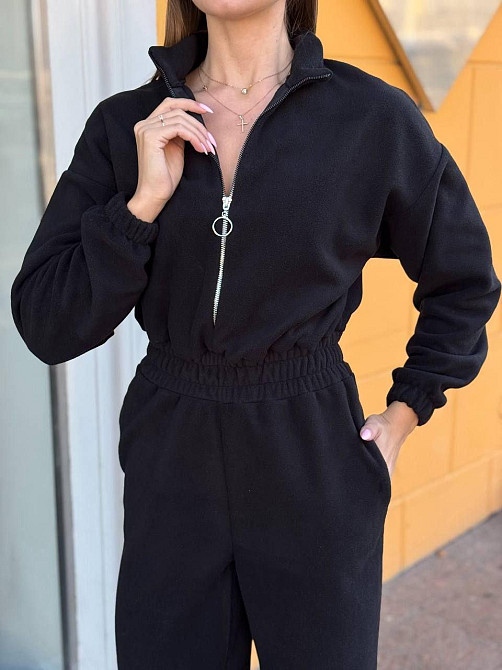 Жіночий теплий комбінезон із турецького флісу Чорний, 46/48 Одеса - фото 3