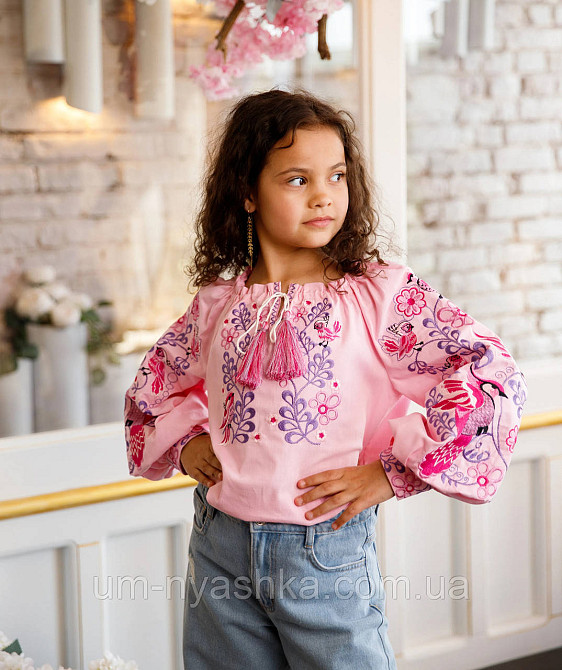 Дитяча вишиванка на натуральному полотні Зозулька біло-коричнева 104-134 Кривий Ріг - фото 4