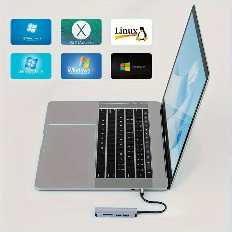 USB Type-C хаб з 2 USB 3.0, HDMI, кардридером, металевий Київ - фото 3