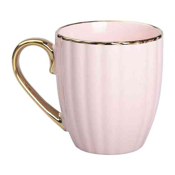 Чашка порцелянова із золотим обідком і золотою ручкою 420 (мл) Рожева RX-N240629P Коломия