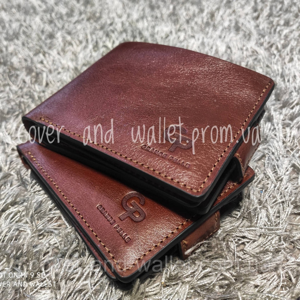 Солидный мужской кожаный кошелек на магнитах Grande Pelle Amico Киев - изображение 3