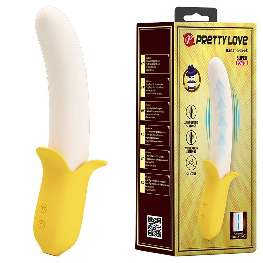 Вибратор в форме банана Pretty Love Banana Geek с фрикциями, 19.5 х 3.1 см Sex Aura Киев - изображение 1