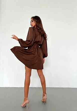 Женское стильное вечернее романтическое мини платье шелк арманский Шоколад, 42/44 Одесса