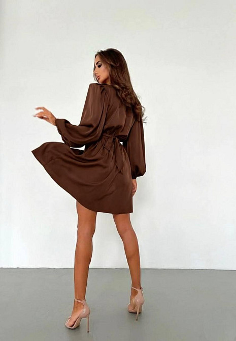 Жіноче стильне вечірнє романтичне мініплаття шовк арманський Шоколад, 42/44 Одеса - фото 2