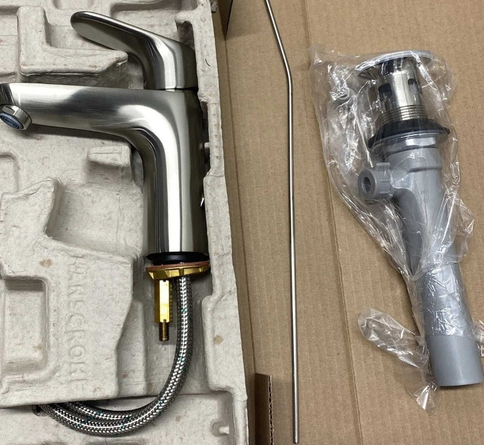 Змішувач для умивальника Hansgrohe Focus 04371820 колір Матовий нікель зі зливом. Харків - фото 1