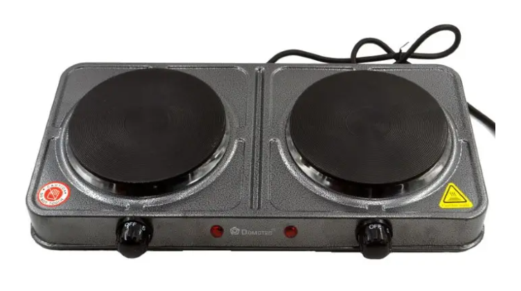 Електрична плита Domotec MS-5822 з 2 конфорками, потужність 2000 Вт, сірий корпус, компактна модель Одеса - фото 7