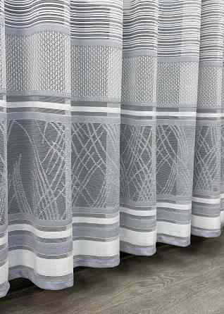 Короткий тюль жакард, висотою 2м, колір білий з сірим 1949т Київ