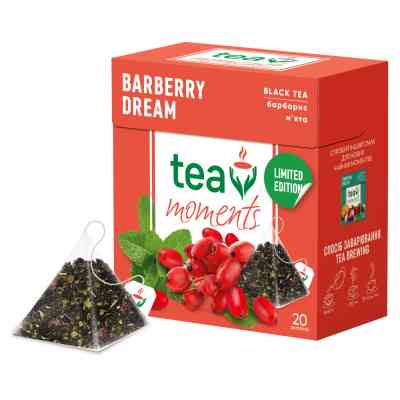 Чай Tea Moments Barberry Dream чорний з барбарисом та м'ятою 20х1.8 г пірамідки (tm.03644) Вінниця