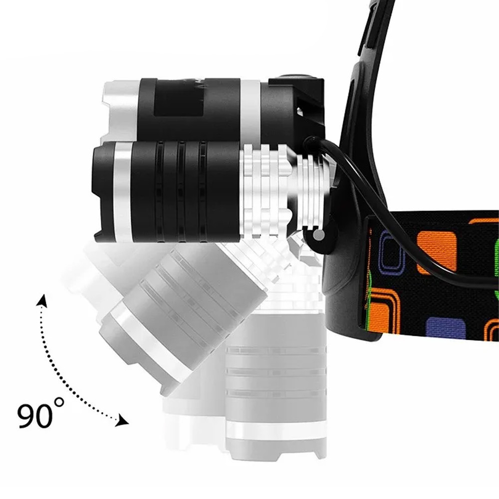 Налобний ліхтар T6+2XPE, RJ-3000, від мережі та прикурювача / Потужний акумуляторний ліхтарик на голову Київ - фото 6