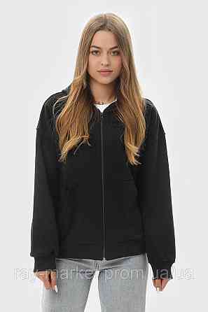 Худі на блискавці жіноче базове RAY PREMIUM LOOSE чорне (U0409W-Black) XXL Київ