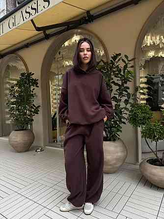 Жіночий стильний теплий костюм двосторонній фліс-полір Шоколад Одеса