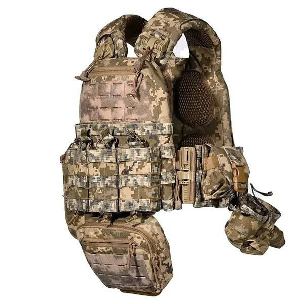 Тактическая плитоноска М6 с комплектом подсумков (без плит) Пиксель Киев - изображение 3