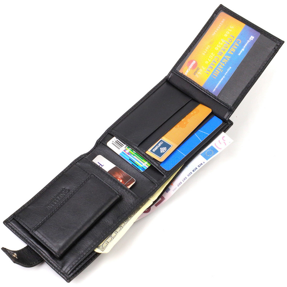 Классический мужской бумажник из натуральной гладкой кожи CANPELLINI 21792 Черный Киев - изображение 7