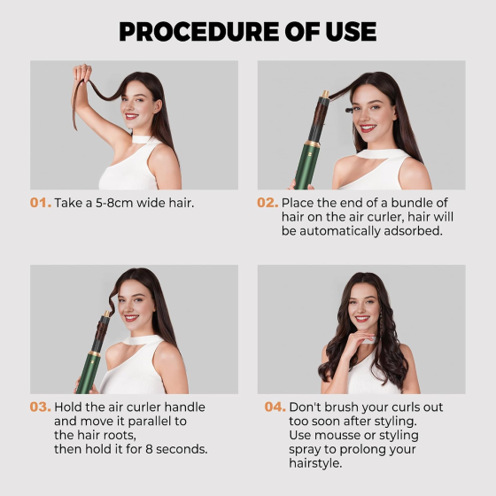 Фен-стайлер OKWRAP Hair Styler 5 в 1, 1000 Вт, фен-щётка с Coanda, 3 режима, ионизация, насадки для локонов, зелёный Киев