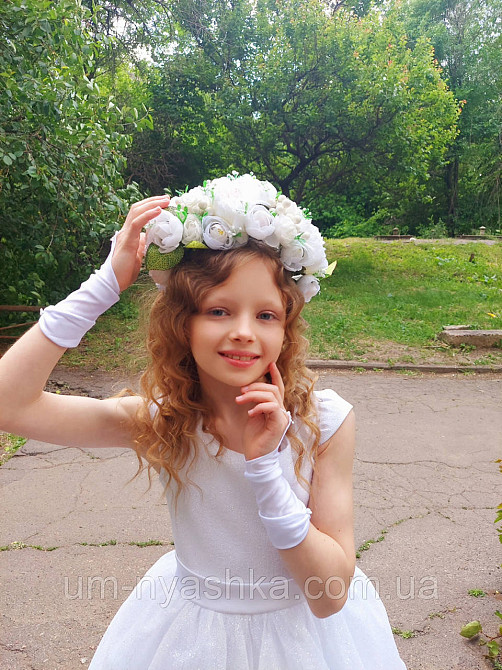 Ободок обруч с цветами Пионы большой белый Кривой Рог - изображение 4