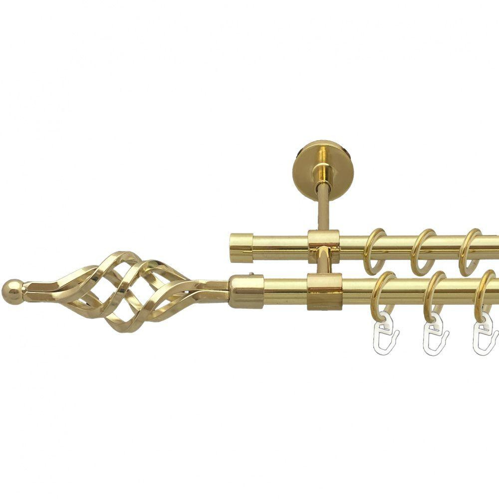 Карниз Orvit Ажур Мала металевий дворядний закритий гладка труба кільце металеве Золото 16\16 мм 160 см Львов - изображение 1