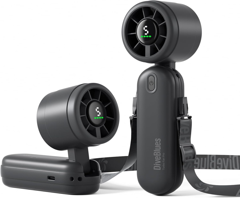Портативний турбовентилятор Diveblues iTurbo 3-в-1, 8,2 м/с, 5 швидкостей, LED-дисплей, складаний, 125 г, чорний Київ - фото 2