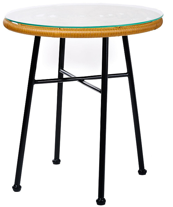 Садовий стіл Mayan Скло Ротанг Латте Київ - фото 1