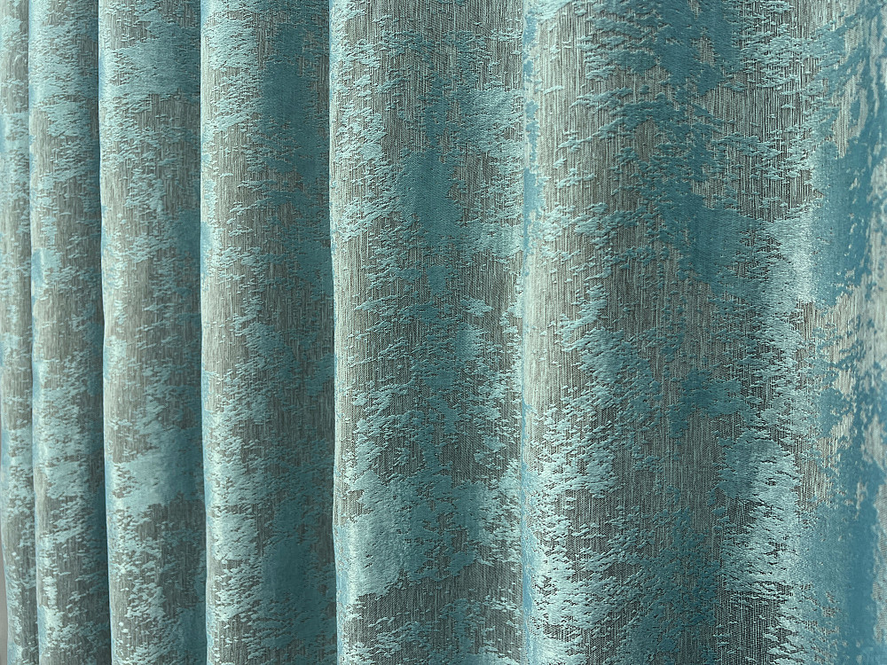 Комплект штор VR-Textil Жаккард Мрамор 100х270 2шт и Тюль 400х270 1292ш-1529т Бирюзовый с белым 71-185/2 Киев - изображение 7