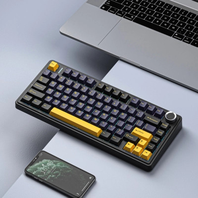 Клавіатура Aula F75 Gasket Greywood V3 switch Hot-Swap PBT Wireless/Bluetooth/USB Black (6948391208626) Вінниця - фото 6