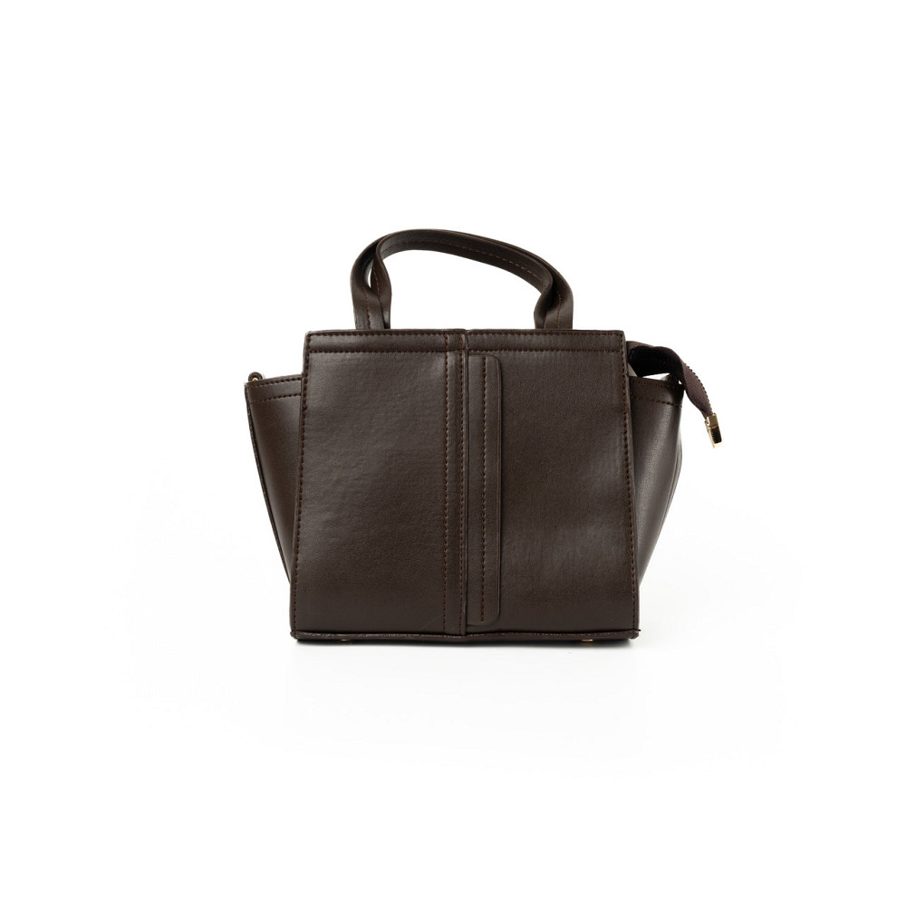 Сумка жіноча на блискавці зі штучної шкіри, зі знімним плечовим ремінцем та двома ручками, Шоколадний Кам'янець-Подільський - фото 1