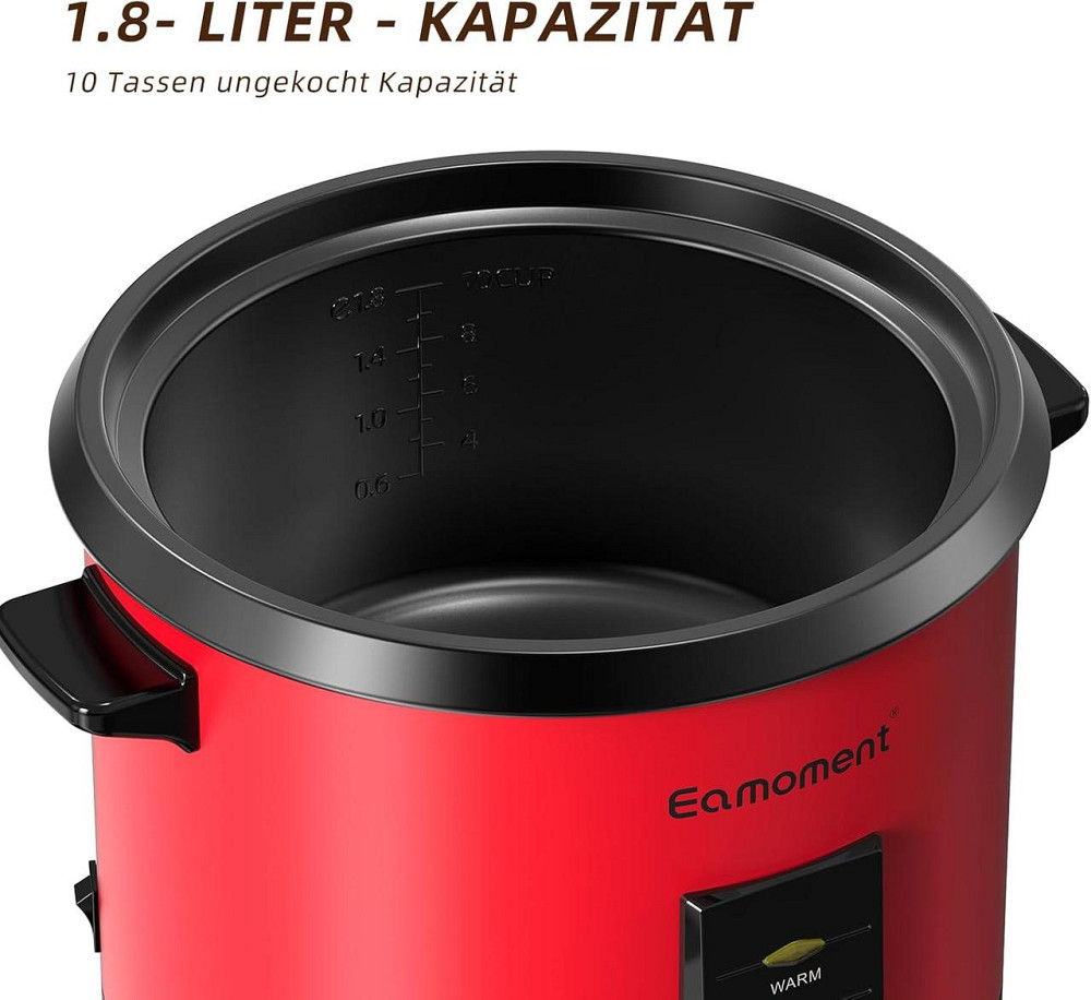 Рисоварка Eamoment ERC-10CRD1.8L Красная 1.8 л 700W с пароваркой антипригарная чаша 1-10 порций авторазогрев Киев - изображение 2