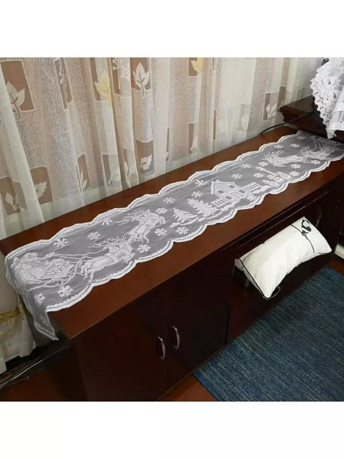 Скатертина доріжка новорічна 180 на 33 см білий Київ - фото 2