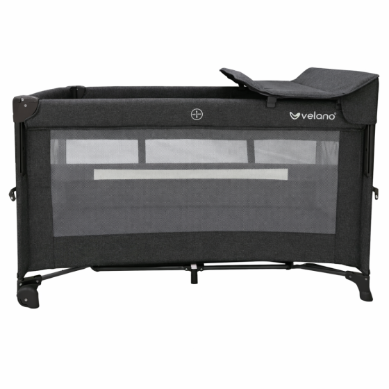 Ліжко-манеж дитяче з другим ярусом та пеленатором VELANO Tino, dark grey Київ
