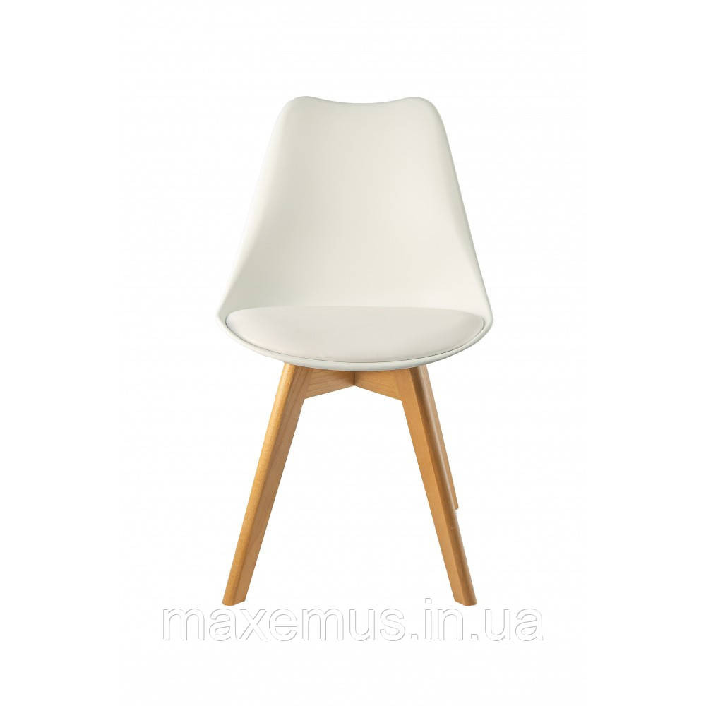 Кресло кухонное Bonro B-487 табурет на ножках дерево бук в гостинную стул с мягким сидением в офис белый Мостиська - фото 6