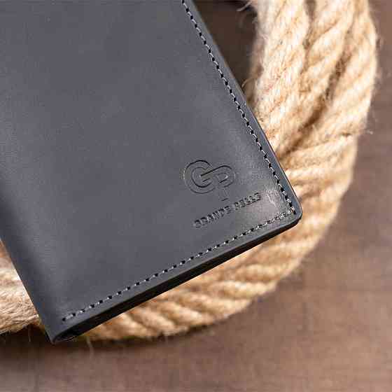 Вертикальний гаманець матовий на магнітній кнопці GRANDE PELLE 11313 Чорний Київ