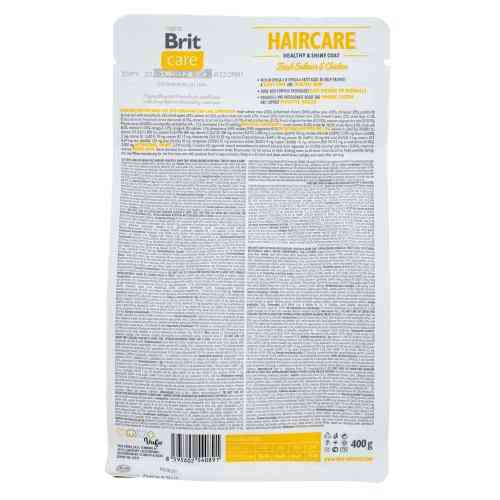 Корм сухой Brit Care Cat Grain Free Haircare Healthy and Shiny Coat для кошек уход за кожей и шерстью лосось и курица 400 Киев