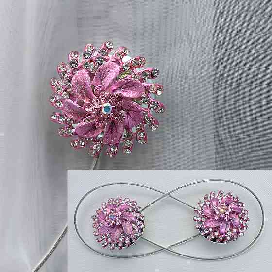 Магніти для штор та гардин "Flowers" набір 2 шт Рожевий (81-209) Київ