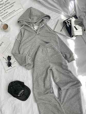 Женский прогулочный оверсайз костюм: кофта на молнии и штаны турецкая трехнить петля Меланж Одесса