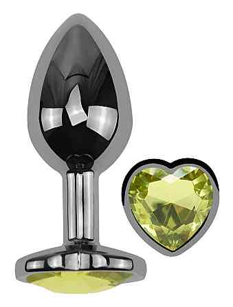 Анальна пробка з кристалом EGZO - Dark Silver Heart Plug Lime size M Sex Aura Київ