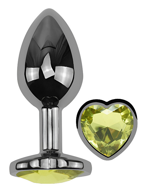 Анальная пробка с кристаллом EGZO - Dark Silver Heart Plug Lime size M Sex Aura Киев - изображение 2