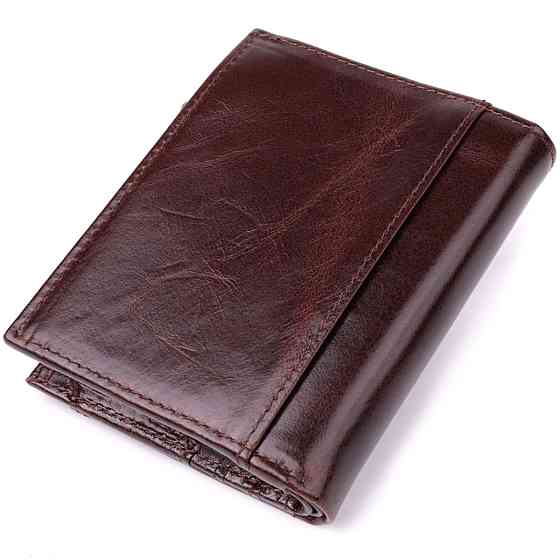 Вертикальный мужской бумажник из натуральной кожи Vintage sale_15096 Коричневый Киев