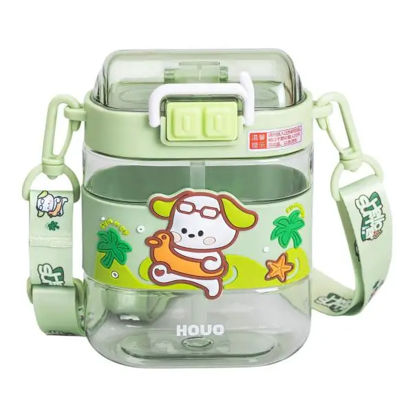 Дитяча пляшка для води з трубочкою 560 мл, зелена Київ - фото 1