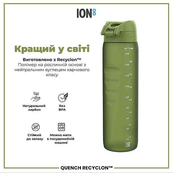 Пляшка для води ION8 1000 мл. (ЕКО пляшка) BPA Free, Khaki Green Кам'янське