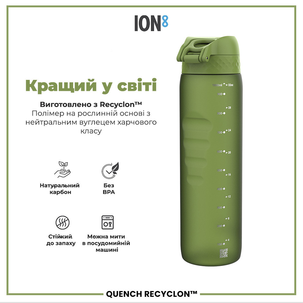 Пляшка для води ION8 1000 мл. (ЕКО пляшка) BPA Free, Khaki Green Кам'янське - фото 6